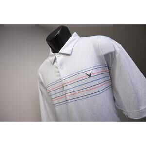 Callaway Golf Polo Shirt Opti Dri Performance Striped Shirt Mens Size XL